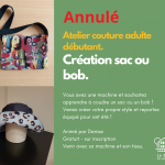 Annulé // Atelier couture débutant - bob et/ou sac