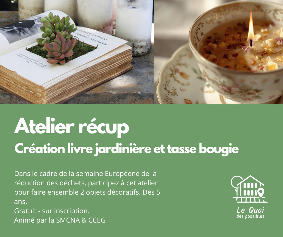 Atelier détournement d'objet : Livre jardinière et Bougie Tasse